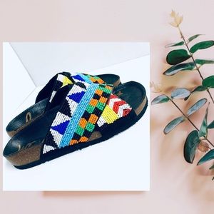SAM EDLEMAN Bead Crisscross ARLEY Sandals (NWOT)